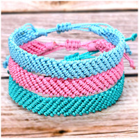 Bracelets d'été étanches Macrame coloré pour hommes Amitié Ligne cirée Ajuster Surfer Bracelet tissé