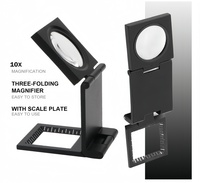 Loupe de poche pliable 10X avec éclairage LED numérique, loupe en acrylique et plastique pour bijoutiers, pour la lecture