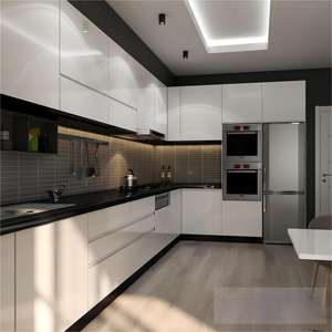 Mueble de Lavandería Moderno Personalizado de Madera Negra, Mueble Modular Profesional Pre-Ensamblado Hecho en China con Acabado de Mármol Laminado - Product Image 2