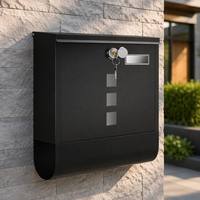 Boîte aux lettres murale moderne noire, sécurisée, pour usage résidentiel, avec 3 fenêtres de visualisation