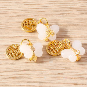 Weny, 10 piezas por paquete: Collar con colgante <span class=keywords><strong>de</strong></span> <span class=keywords><strong>jade</strong></span> con el caracter Fu, estilo étnico y nacional retro chino. - Product Image 3