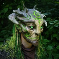 Forest Spirit Elf Led Masque Avec Coiffe, Masque De Mascarade En Latex Réaliste Halloween Cosplay Costumes Accessoires De Fête