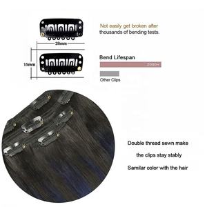 ISWEET Extensions de cheveux humains bouclés soyeux 100% naturels, extensions à clips en couleur T1B ( # 1B/Bleu) - Product Image 6