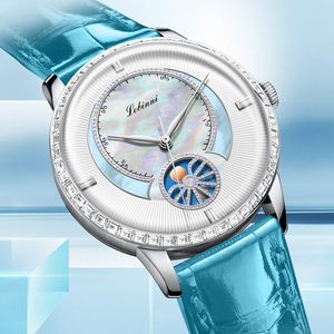 Montre mécanique de luxe pour femme, bracelet en cuir, 2067L, cadran bleu automatique, 2022 - Product Image 4
