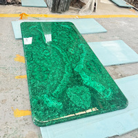Plateau de table en malachite naturelle polie de luxe, motifs uniques, vert, rectangulaire, pierre semi-précieuse