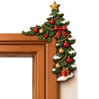 Décoration d'angle de porte de Noël : Ornement de rennes et d'hommes en pain d'épices pour jeu de cache-cache