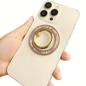 Resin Mother of Pearl Phone Grip Shell Golden Zinc Alloy Magnet Finger Ring <strong>Holder</strong> for Iphone <strong>case</strong> <strong>Table</strong> <strong>Stand</strong> Phone <strong>Holder</strong> - Product Image 4