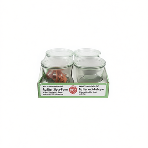 Weck Tulip Jars 1/2 Liter Mold Shape Set Of 4 With Rubber <b>Rings</b> And <b>Clips</b> - Product Image 2