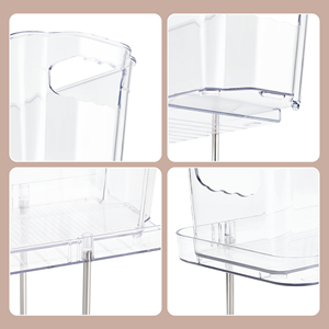 2 Tier <b>Clear</b> Plastic Storage Organizer with Handles Eco-Friendly Durable Stackable Countertop Rack for Bathroom Food Kitchen - Product Image 3