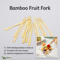 Herbruikbare natuurlijke bamboe serviesset, milieuvriendelijke bamboe lepels en mini fruitvorkjes voor het serveren van fruit & eten, groothandel beschikbaar