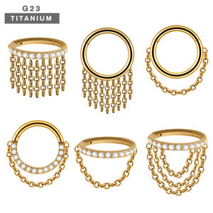 Wholesale Lotus G23 <b>Titanium</b> Zircon Daith Earring Septum Clicker Nose RIng <b>Jewelry</b> Cartilage Helix Fine <b>Piercing</b> <b>Jewelry</b> - Product Image 1