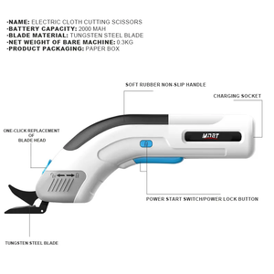Hot Bán Da Cắt Không Dây Kéo Có Thể Sạc Lại Pin Thảm Cắt Điện Kéo Cho Vải Cắt - Product Image 2