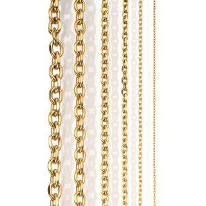 Chaîne à maillons biseautés Aceworks |   Chaîne en acier inoxydable plaqué or 18 carats à maillons facettés pour la fabrication de colliers et de bracelets DIY - Product Image 2