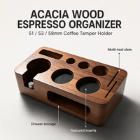 Support rectangulaire en bois pour tamper à café 51 53 58mm, support pour porte-filtre, organisateur d'outils à expresso, support de rangement