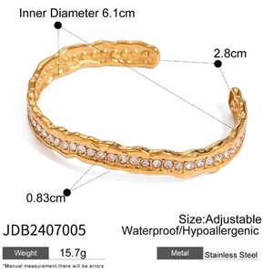 18K Gold Plating European High-End Ins Open Titanium Steel Cuff <b>Bracelet</b> Stainless Steel Zircon Hand Jewelry Fashion - Product Image 6
