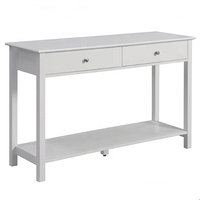Console moderne en bois pour entrée et salon, table de canapé blanche avec étagère ouverte et 2 tiroirs, table console pour couloir