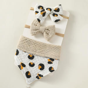European and American Best-Selling Newborn Cotton Printed Bow Soft Hair Band with Nylon <strong>Headband</strong> Hot Selling <strong>Baby</strong> Slipper Suit - Product Image 2
