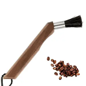 Portable Clean Coffee Tools Bristle Dust Removing Wooden Kitchen Cleaning Brush Long Handle Coffee Grinder Cleaning Brushes