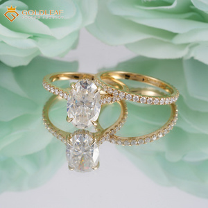 Anillos de Pareja de Moissanita con Corte Ovalado Chapados en Oro de 10K Goldleaf Luxury, Anillos de Compromiso y Boda con Engaste de Garras, Certificados y a la Moda - Product Image 6