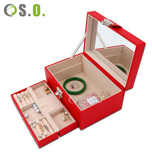 Boîte de rangement à bijoux portable haut de gamme en cuir PU, grande capacité, avec tiroir pour boucles d'oreilles, organiseur de voyage - Product Image 3