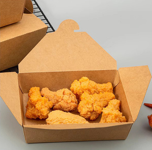 Caja de comida para llevar de papel kraft impermeable y resistente al aceite, desechable, para pollo frito, caja de almuerzo para llevar, cajas de papel para comida rápida - Product Image 5