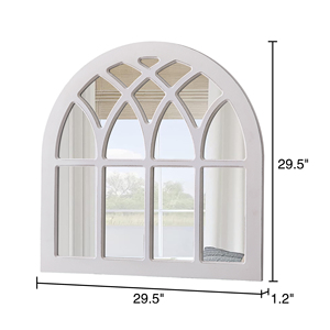 Farmhouse Handmade Luxury Decorative White Wooden Hanging Mirrors Espejo Arched <strong>Window</strong> Pane Rustic Wood Framed Wall Mirror - Product Image 2