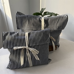BSCI High Quality Recycle <b>Envelope</b> Dust Bag Striped Cotton Canvas <b>Gift</b> Packaging Cloth Pouch Luxury Jewelry Cosmetic Flap Pouch - Product Image 3