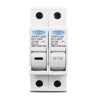2P paralel DC pemegang Sekring 10*38mm tegangan tinggi Solar PV 1100V TOMZN TOPV-32X basis fotovoltaik pelindung perlindungan sistem fotovoltaik