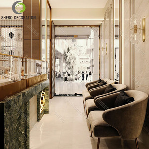 Modern Jewellery Shop Counter Marble Gold Frame Jewelry Glass Cabinet Display Case For Luxury Jewellery <b>Showcase</b> - Product Image 2