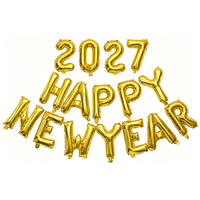 Ballons Joyeux Nouvel An 2027, 16 pouces, en feuille de Mylar, en forme de lettres, pour la fête du Nouvel An 2027, la fête du Nouvel An du 31 décembre, la fête du Nouvel An du 1er janvier, et la décoration d'anniversaire