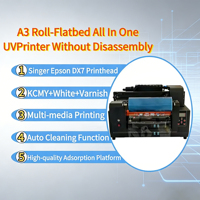 Nueva Impresora UV Plana Semiautomática A3 Rollo a Rollo con Cabezal de Impresión DX7, Tinta UV CMYK, Impresora de Etiquetas Todo en Uno Nítida y Clara