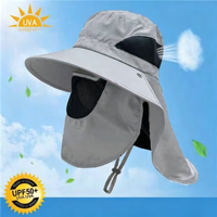 Chapeau d'extérieur en gros à large bord avec protection visage et cou, respirant, pour voyage, cyclisme, pêche, en tissu à séchage rapide, plusieurs couleurs