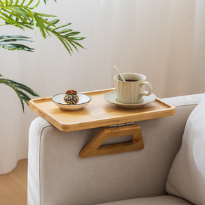 Sofa Tray Wooden Folding Armrest <b>Table</b> <b>Rotatable</b> Tea <b>Coffee</b> Serving Tray For Living Room Couch Use - Product Image 3