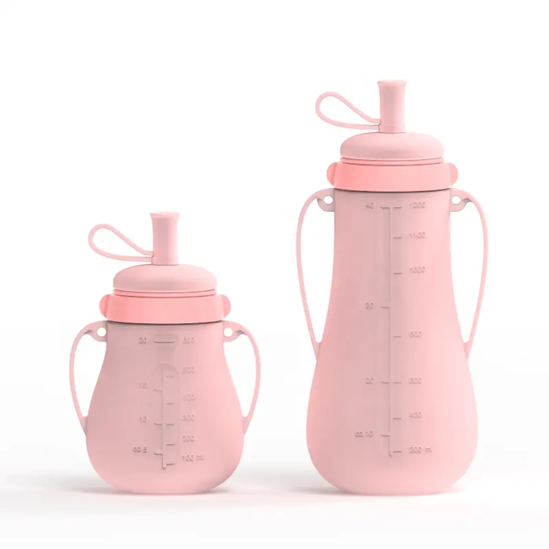 Bpa Free Silicone Children Toddler Large Capacity Water Bottle Sippy Cup Self Drink Training Baby Straw Cup Baby Drinking Cup