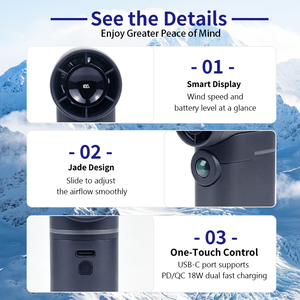 Ventilateur portable à défilement rapide avec affichage numérique, corps métallique, 1 à 100 vitesses, charge rapide en 1,5h, 6000mAh, idéal pour les voyages - Product Image 3