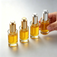 Vente en gros de flacons compte-gouttes en verre transparents en forme de T avec bouton poussoir de 15 ml, 30 ml, 50 ml, pour sérum de soin de la peau, huile essentielle