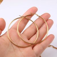 Boucles d'oreilles créoles Huggie grandes et rondes en acier inoxydable 316L plaqué or rose PVD, étanches, pour femmes