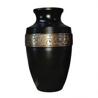 Urne funéraire noire avec bande florale dorée, style classique, taille adulte, urnes métalliques pour cendres, designs personnalisables, urne funéraire pour cendres humaines