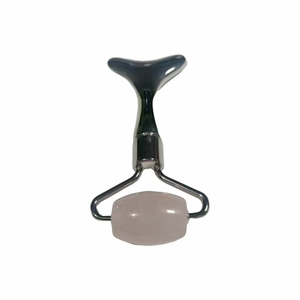 Rodillo Facial de Cuarzo Rosa con Logotipo Personalizado, Masajeador Facial de Aleación de Zinc, Masajeador Facial de Jade Natural - Product Image 3