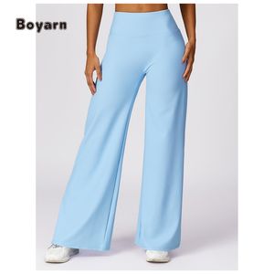 Boyarn Ropa Deportiva Femenina Pantalones de Yoga de pierna ancha Sensación desnuda Elástico Cintura alta Acampanado Sólido Sexy Levantamiento de glúteos Pantalones de entrenamiento - Product Image 6