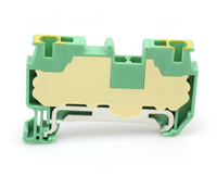 Borniers de distribution auto-bloquants industriels 1,5 mm² de type JUT14-1.5PE pour rail DIN, à clipser, pour mise à la terre