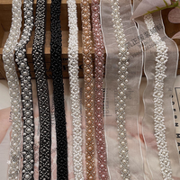 Ruban en organza tressé avec perles 3D et fil métallique, idéal pour la confection de vêtements de mariée, la décoration intérieure et les cadeaux (vente en gros)