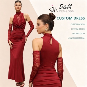 Abito <span class=keywords><strong>da</strong></span> <span class=keywords><strong>sera</strong></span> lungo elegante e sexy <span class=keywords><strong>da</strong></span> donna D&M Custom Luxury Fashion, modello a <span class=keywords><strong>tubino</strong></span> con fiocco sul collo, ideale per compleanni, matrimoni, feste e serate di gala. - Product Image 1