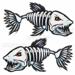 2/4 pegatinas de vinilo de esqueletos de peces (izquierda y derecha) para kayak, barco de pesca, coche, gráficos, accesorios y piezas para vehículos - Product Image 2