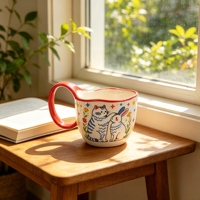 Mug à café en céramique fait main de style américain, grande capacité 200 ml, peint à la main, motif pastoral, idéal pour les cadeaux d'affaires et la consommation de lait