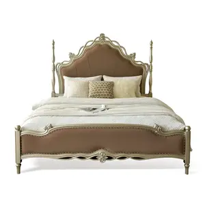 Sıcak satış amerikan amerikan tarzı katı ahşap oyma yatak kral boyutu yatak odası mobilyası amerikan tarzı yatak için