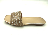 Olegshoes été habillé femme pantoufle talon bas sandales élégantes perle diamant conception pour Sexy fête tendances à la mode