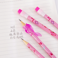 Étudiant avec motif de dessin animé 12 ensembles de crayons avec taille-crayon et gomme crayon HB