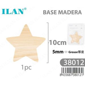Base a Stella in Legno Ilan 10cm Spessore 5mm Forma Decorativa per Artigianato - Product Image 3