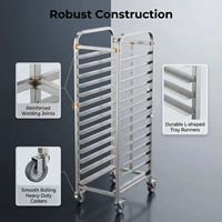 Chariot de four à roulettes double en acier inoxydable, support fermé robuste pour four rotatif